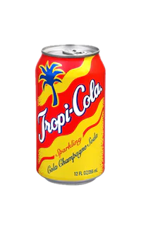 a can of tropic cola on a black background