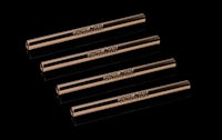 a set of four brass tubes on a black background