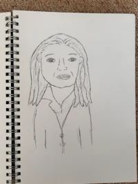 a drawing of a woman with long hair