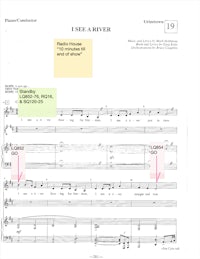 a sheet of music with an arrow pointing to a piece of music