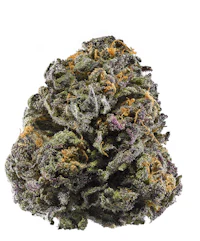 a purple marijuana flower on a white background