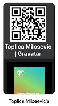 a qr code with the words topica milsevic i gravetar