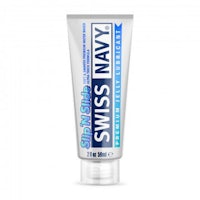 a tube of swiss shave gel on a white background