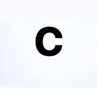 a black letter c on a white background