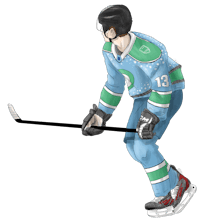 a cartoon of a hockey player holding a stick