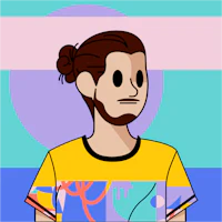 a cartoon of a man wearing a yellow t - shirt