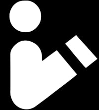a white icon of a person holding a hand