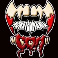 a logo with the words monstermania on it