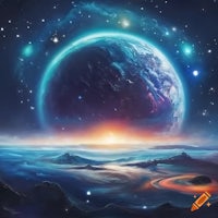 an image of a planet in space with stars in the background