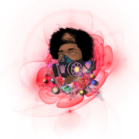 an image of a man with a mask on a red background
