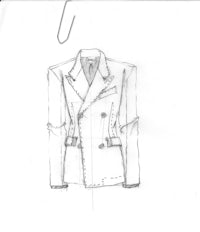 a sketch of a blazer on a hanger