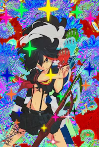 an anime girl holding a bow and arrow