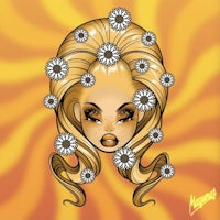 an illustration of a woman with flowers on her head
