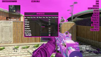 a screen shot of a purple gun with a pink background