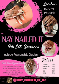 a flyer for nay nailed it full set services
