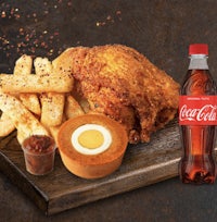 coca cola fried chicken with fries and coca cola
