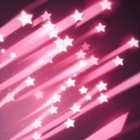 a pink background with stars flying in the air