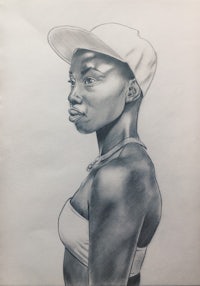 a drawing of a woman in a hat