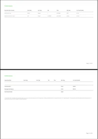 a white and green invoice template with a green background
