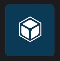 a white cube icon on a blue square