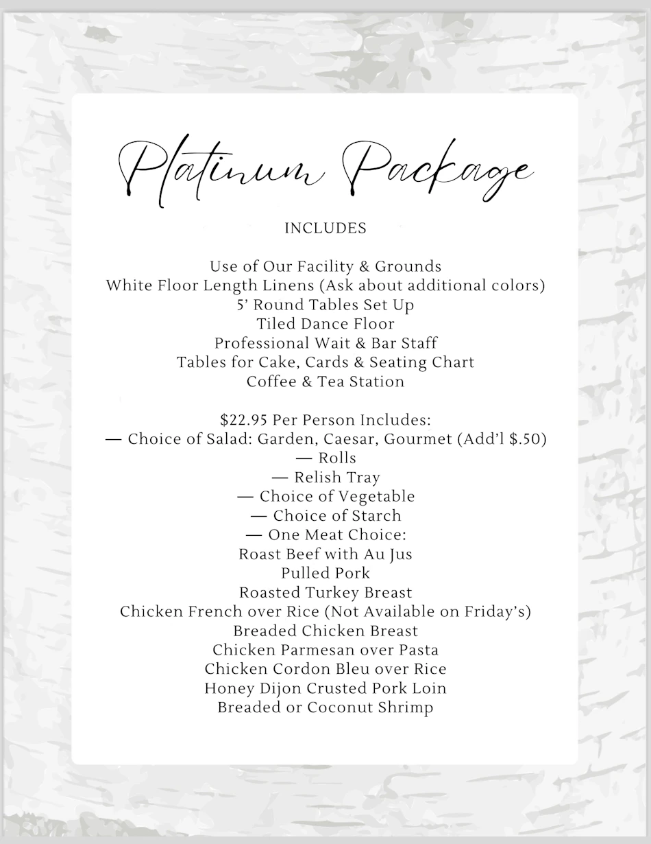White Birch Wedding Package
