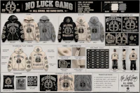 NO LUCK GANG RHINESTONE TRACKSUIT  Luxury streetwear for the ones who made it out without luck. Heavyweight hoodie and stacked flared pants featuring rhinestone NLG detailing and “No Luck Gang” down the leg.  Back quote: “If you know the feeling, you’re already gang.”  Available in Pink, Red, Black, Camo, and Gray.