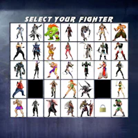 A character selection screen rough draft filled with various combatants from noticeable fighting video games. 