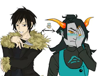 two anime characters, one with horns and the other with horns