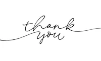 the word thank you written in black ink on a white background
