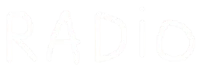 the word radio is written in white on a black background