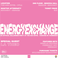 a flyer for energy exchange with a pink background
