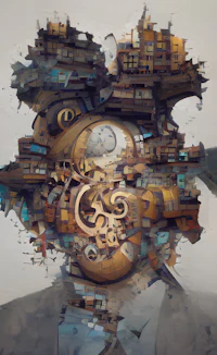 an image of a man with a clock on his head