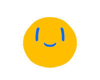 a yellow smiley face with blue eyes on a black background