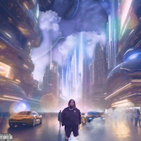 a man standing in front of a futuristic city