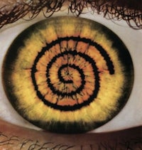 a person's eye with a spiral on it