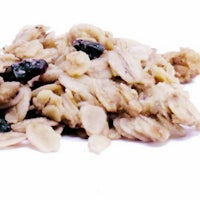 a pile of granola on a white background