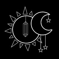the sun, moon and stars are shown on a black background