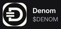 the denom logo on a black background