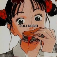 a girl is eating a burger with the words joli desir