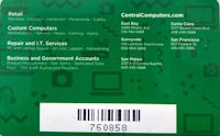 the back of a green card with a barcode on it