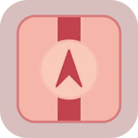 a pink square with a compass on it