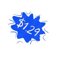 a blue splatter with a price of $ 12