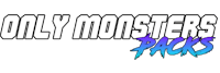 only monsters packs logo on a black background