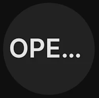 a black circle with the word ope on it