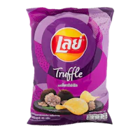 a bag of lado truffle chips on a black background