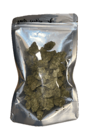 a bag of marijuana in a clear plastic bag