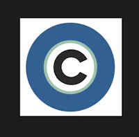 the c logo on a black background