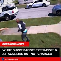 a white supremacist trespasses and attacks a man who is not charged
