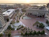 an aerial view of a city