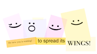 a group of smiling faces with the words to spread its wings